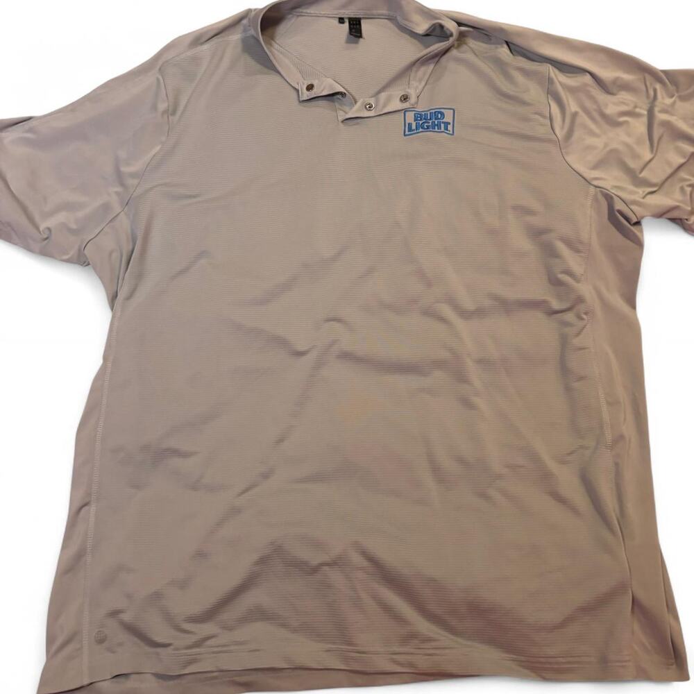 Adidas Bud Light Polo Shirt Mens 3XL Beige Performance Golf Casual Logo - Picture 5 of 7